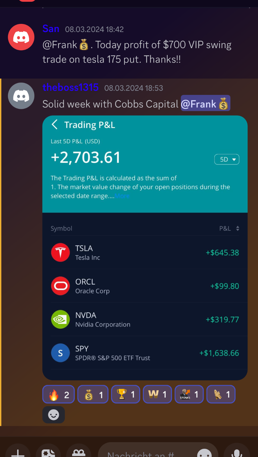 Community member trading snapshot 4
